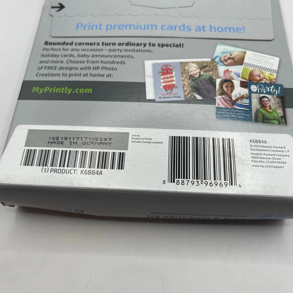HP Card and Invitation Kit Glossy 5x7 Rounded Corner Inkjet Photo Paper K6B84A